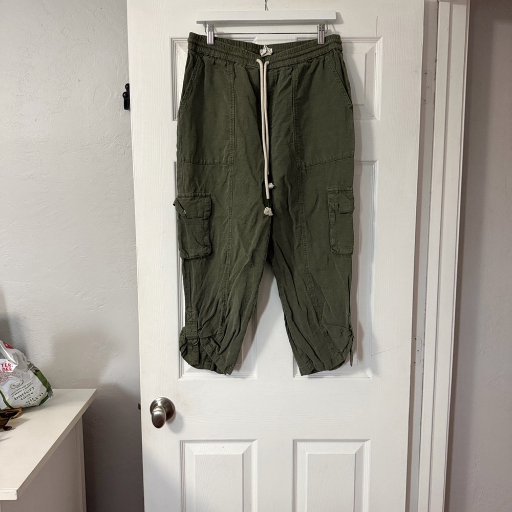 Nicole Miller Khaki Green Relaxed Trousers